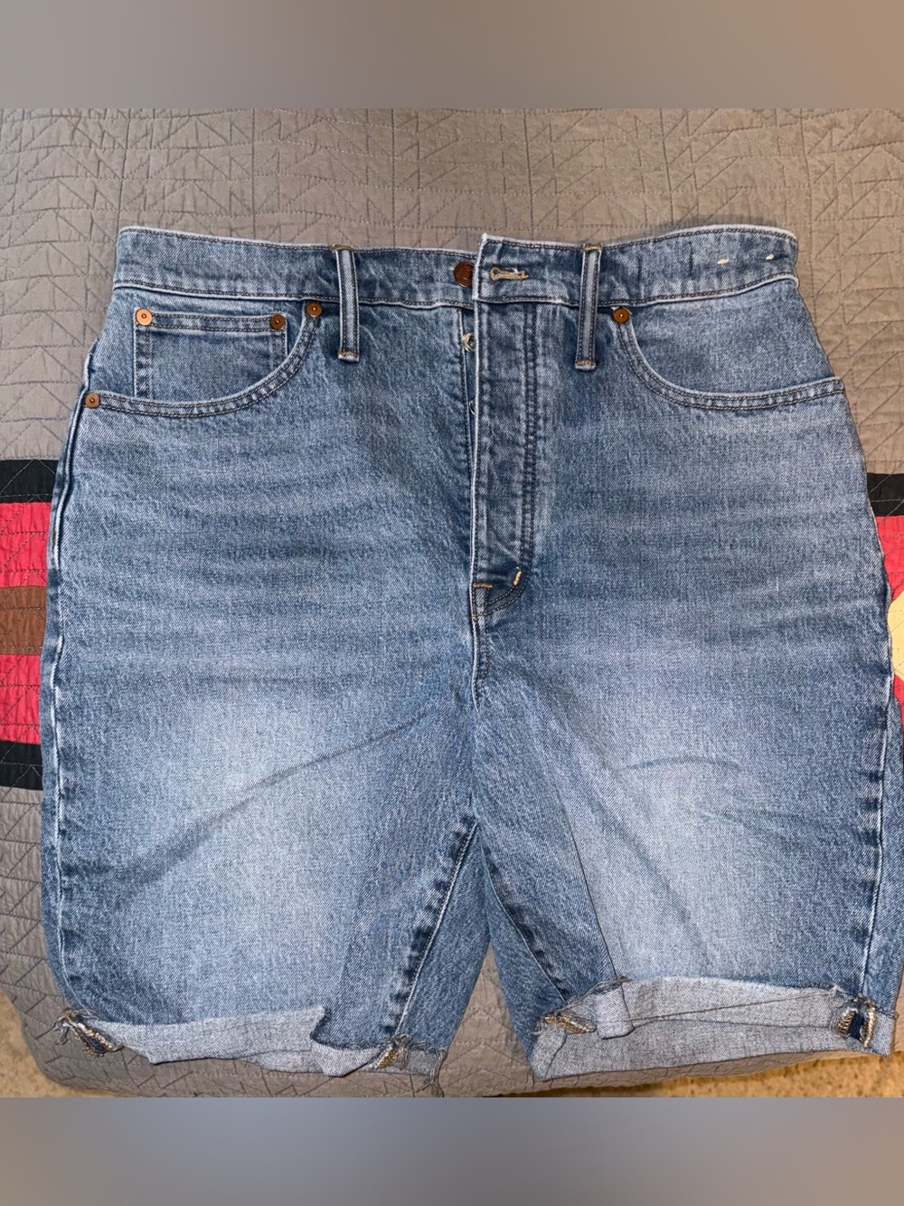 High rise denim shorts
